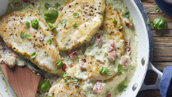 Creamy Pesto Chicken Breast One Pot Recipe Creamy pesto chicken breast one pot Recipe